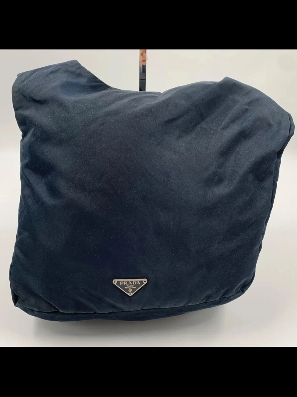 Prada Navy Nylon Messenger Bag with Triangular Logo